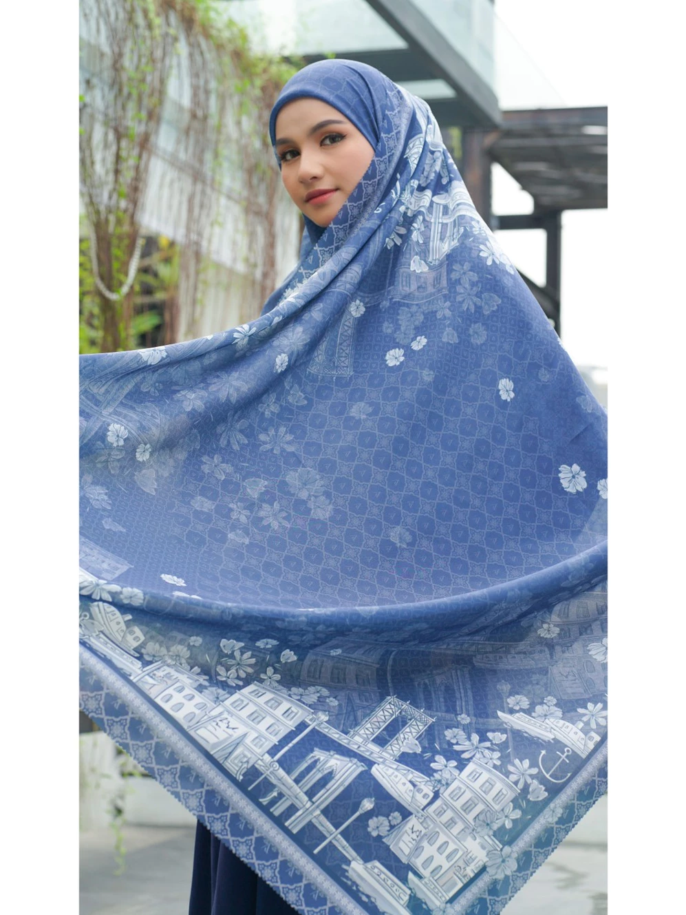 Hijab Syari 140 Corak - Khadijah Scarf Poly Cotton | Jilbab Segiempat - Image 5