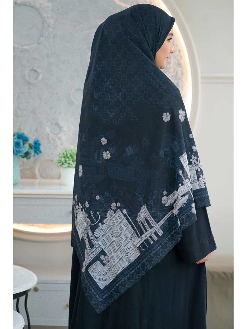 Hijab Syari 140 Corak - Khadijah Scarf Poly Cotton | Jilbab Segiempat - Image 3